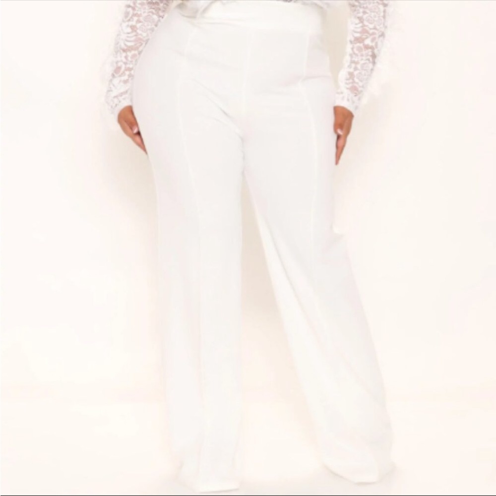 Fashion Nova White Laced Mock Neck Jumpsuit: Size 2X - Picture 3 of 9